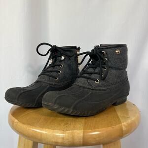 Tommy Hilfiger Women's Rain Duck Boots Black and Gray Size 8